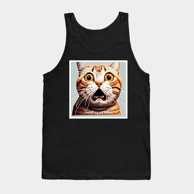 Funny Scared Cat Face, Cat Lover, Scaredy cat Tank Top by dukito